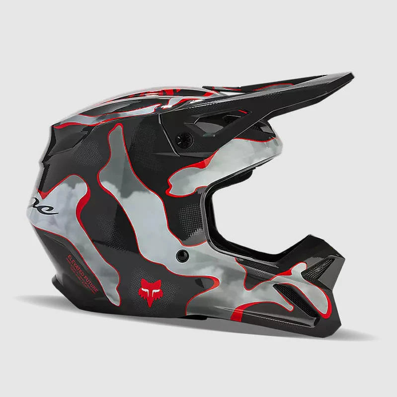 Casco Moto Fox V1 Atlas Gris/Rojo