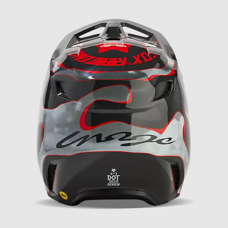 Casco Moto Fox V1 Atlas Gris/Rojo