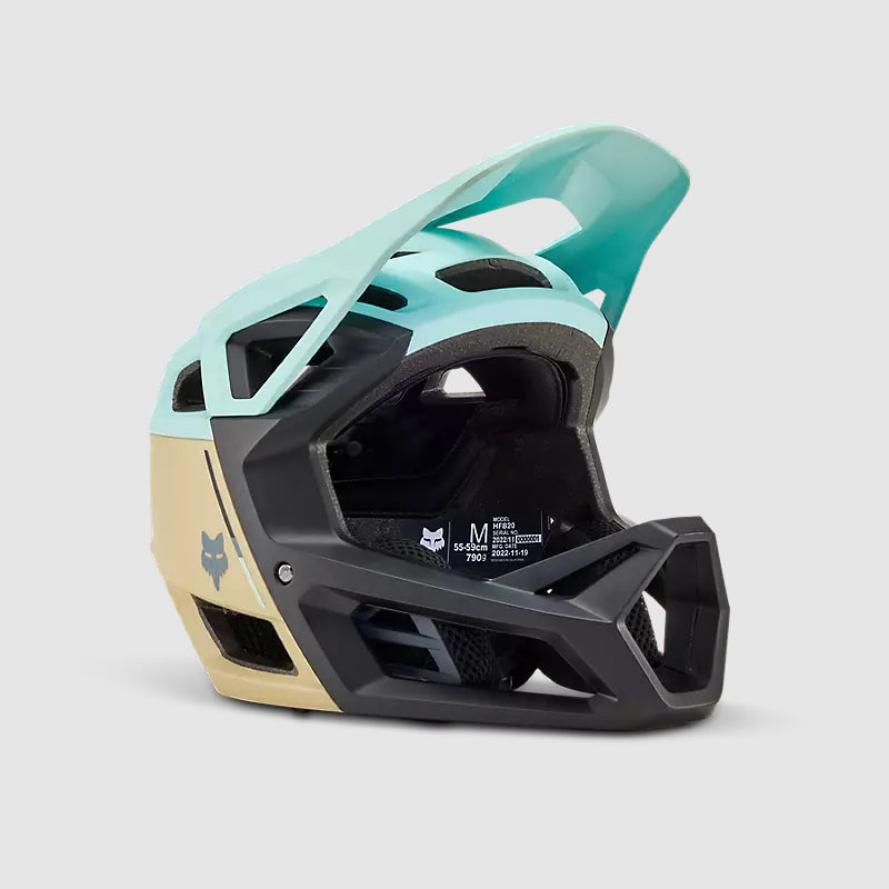 Casco Bicicleta Fox New Proframe Clyzo | Negro-Dorado-Celeste - Rideshop