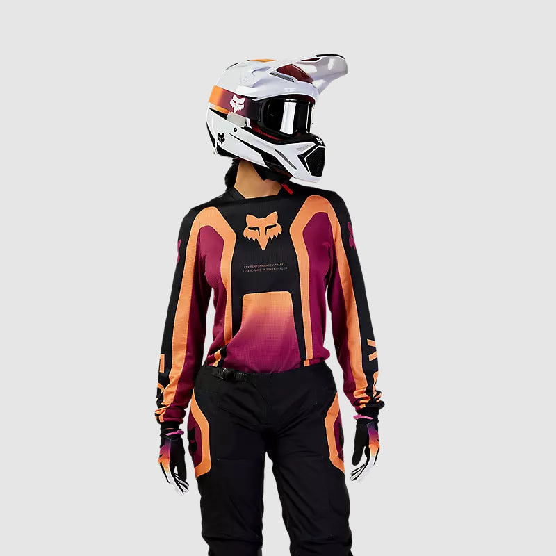 Polera Moto Mujer 180 Ballast Burdeo/Naranjo Fox