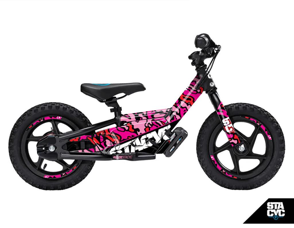 Grafica Moto Electrica Aro 12 Rosado Camo Stacyc