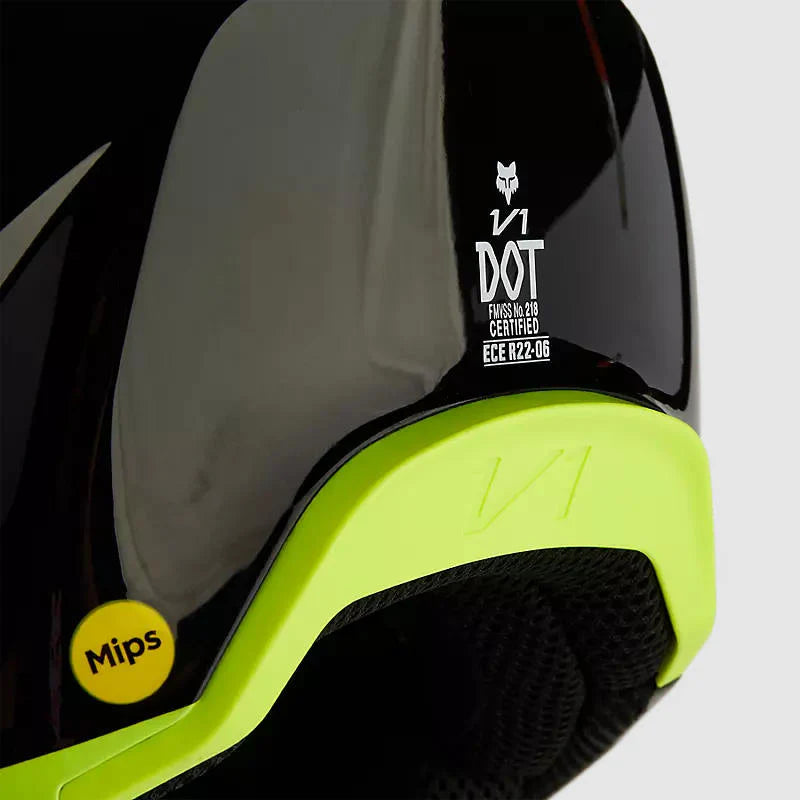 Casco Moto V1 Streak Negro/Amarillo Fox - Rideshop