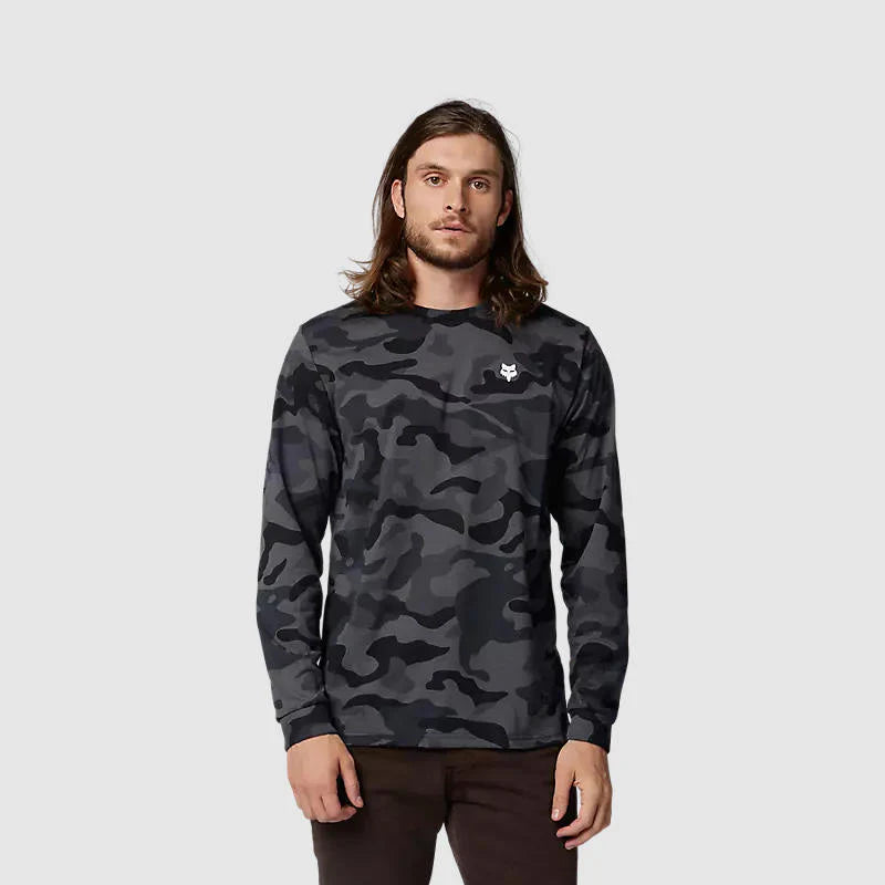 Polera Lifestyle Fox Head Manga Larga Camo Negro Fox - Rideshop