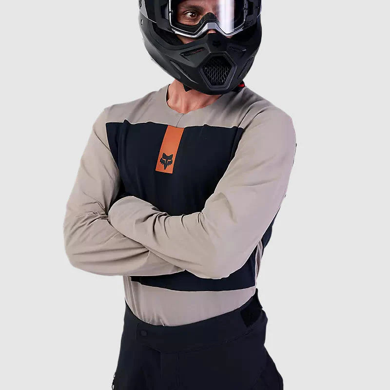 Polera Moto Defend Off Road Manga Larga Cafe Claro Fox - Rideshop