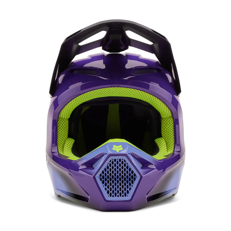 Casco Moto V1 Interfere Morado/Amarillo Fox - Rideshop