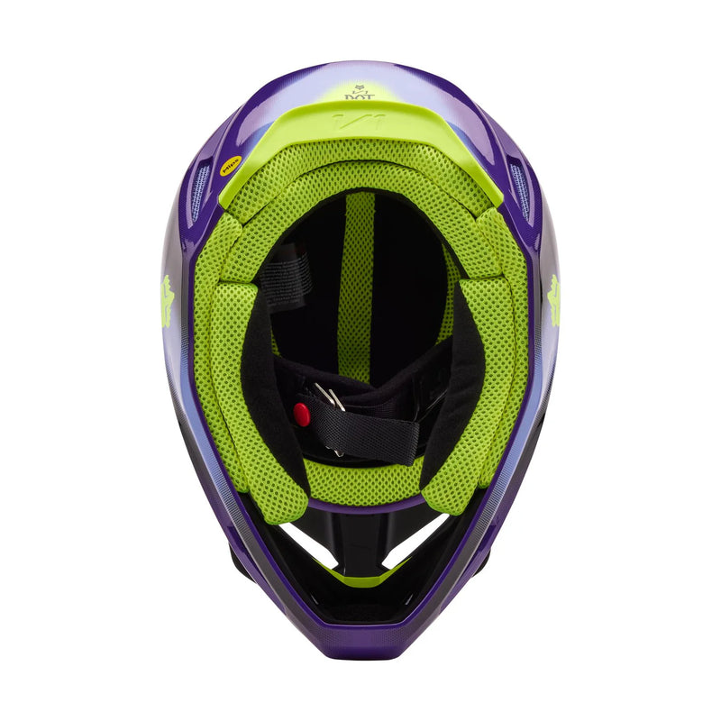 Casco Moto V1 Interfere Morado/Amarillo Fox - Rideshop