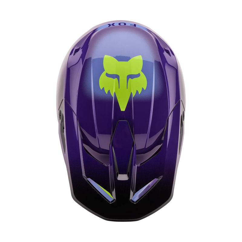 Casco Moto V1 Interfere Morado/Amarillo Fox - Rideshop