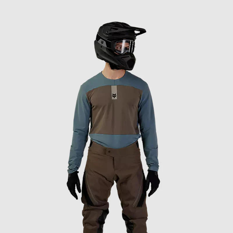 Polera Moto Defend Off Road Manga Larga Azul Acero Fox - Rideshop
