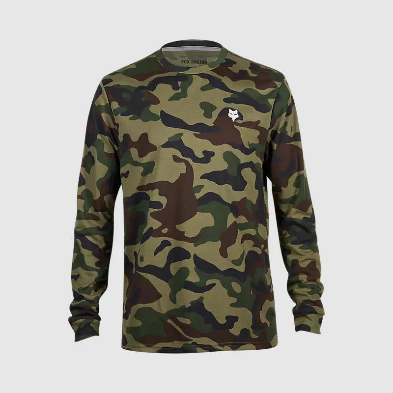 Polera Lifestyle Fox Head Manga Larga Camo Verde Fox - Rideshop