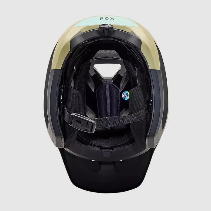 Casco Bicicleta Fox New Dropframe Pro | Negro-Dorado-Celeste - Rideshop