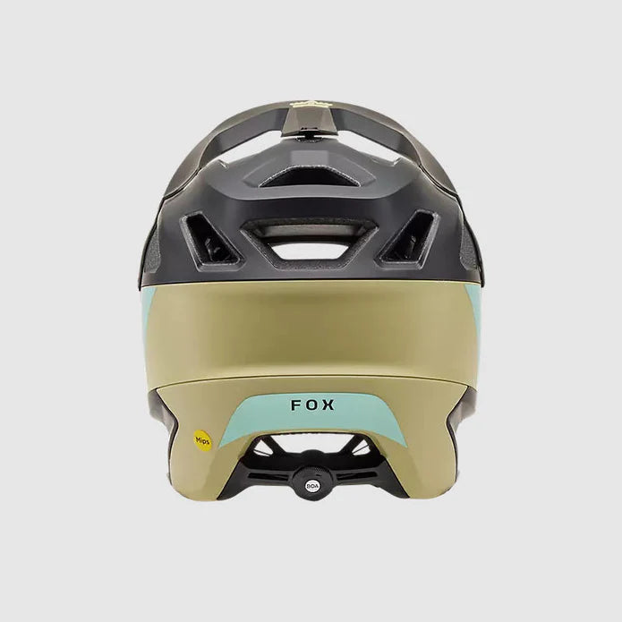 Casco Bicicleta Fox New Dropframe Pro | Negro-Dorado-Celeste - Rideshop