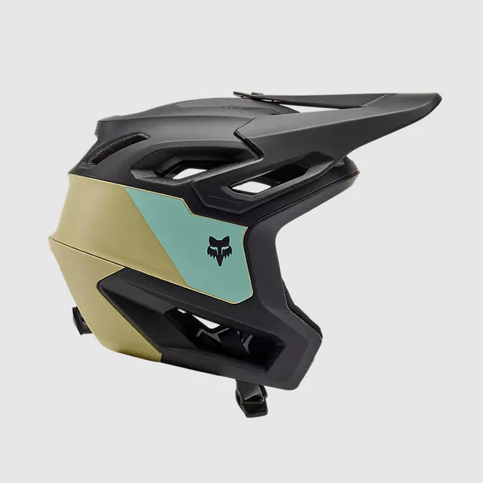 Casco Bicicleta Fox New Dropframe Pro | Negro-Dorado-Celeste - Rideshop