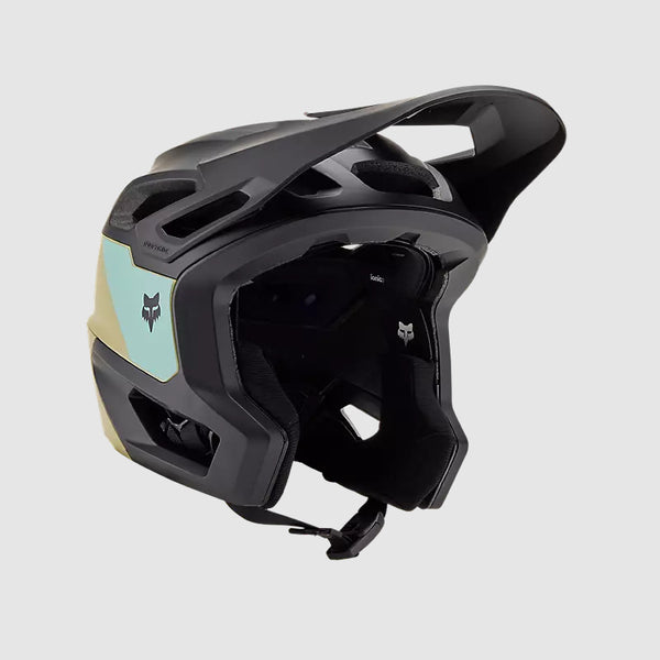 Casco Bicicleta Fox New Dropframe Pro | Negro-Dorado-Celeste - Rideshop