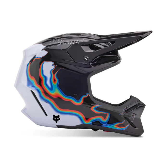 Casco Moto Fox V3 RS Scans Edición Limitada | Blanco/Negro - Rideshop