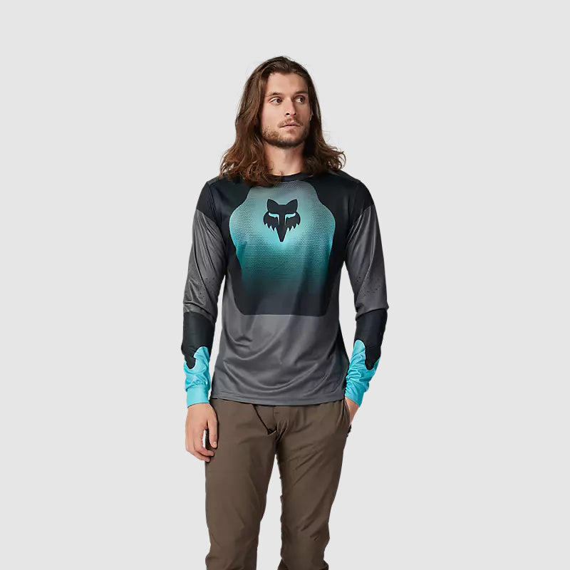 Polera Bicicleta Ranger Revise Manga Larga Celeste/Gris Fox