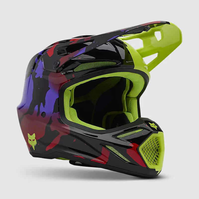 Casco Moto Fox V3 Throttle Amarillo/Negro
