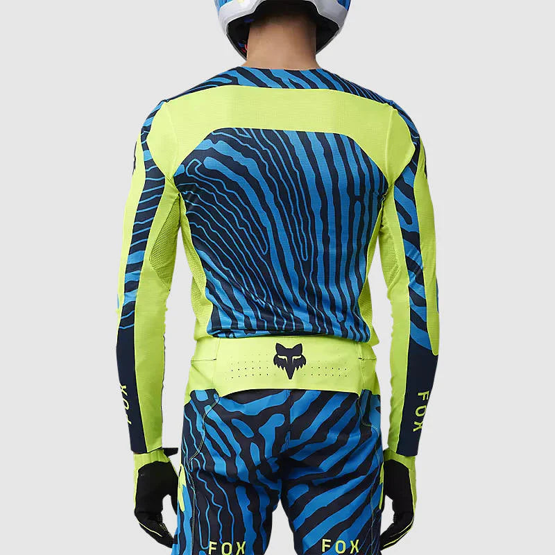 Polera Moto Fox Flexair Impression Azul/Amarillo