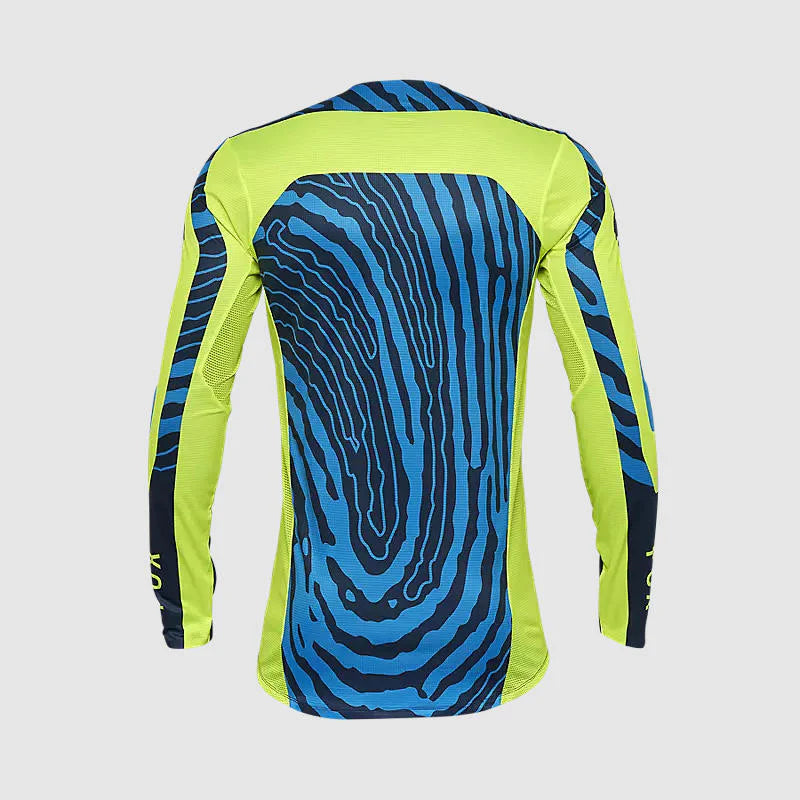 Polera Moto Fox Flexair Impression Azul/Amarillo