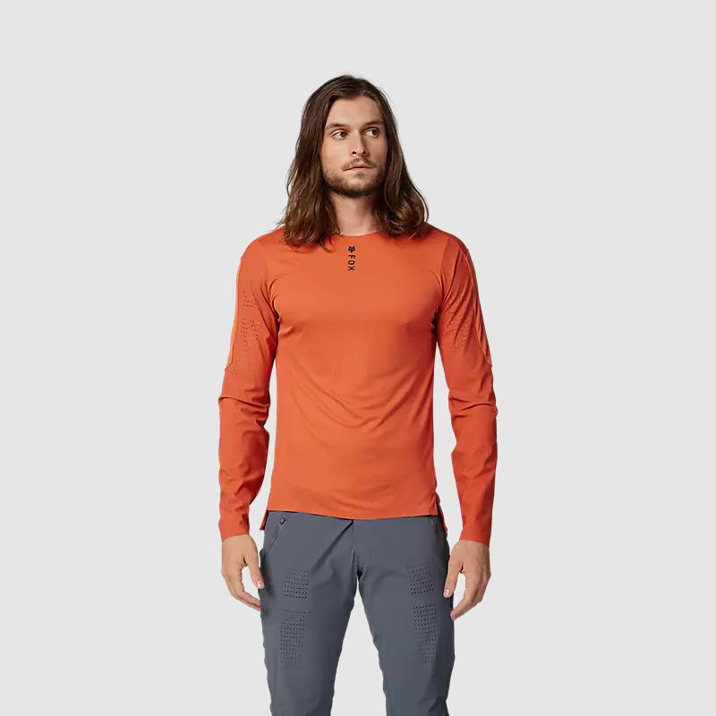 Polera Bicicleta Flexair Pro Manga Larga Naranjo Fox