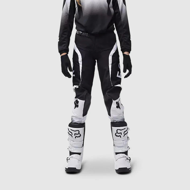 Pantalon Moto Niño Fox 180 Lean Negro/Blanco