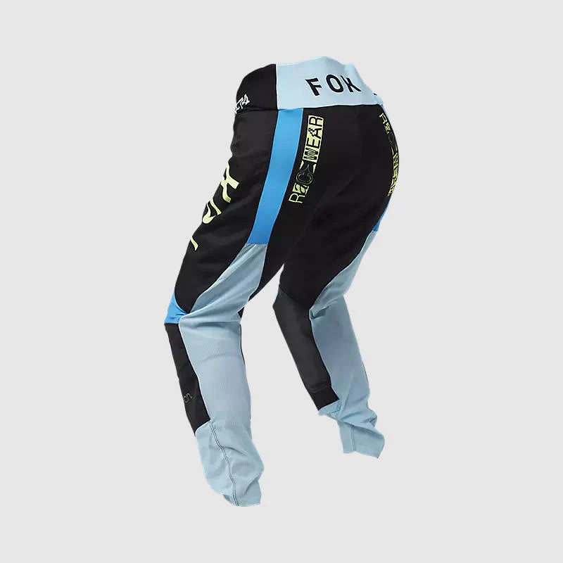 Pantalon Moto Mujer Fox 180 Race Spec Negro/Celeste