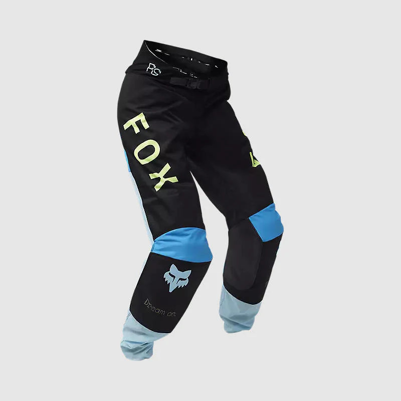 Pantalon Moto Mujer Fox 180 Race Spec Negro/Celeste
