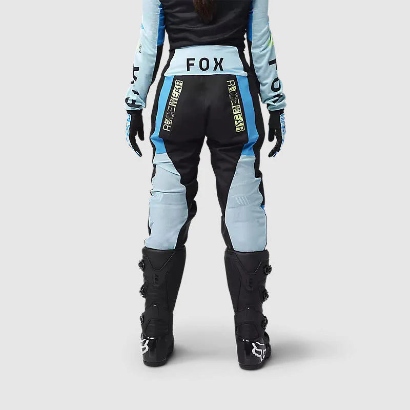 Pantalon Moto Mujer Fox 180 Race Spec Negro/Celeste