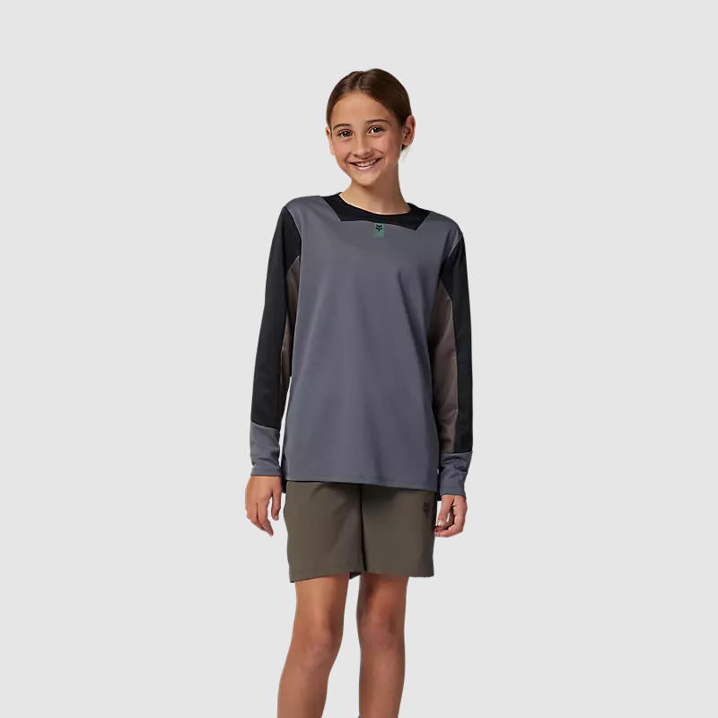 Polera Bicicleta Niño Defend Manga Larga Gris Fox