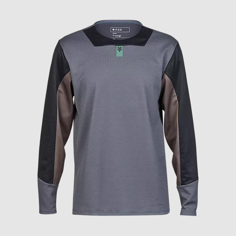 Polera Bicicleta Niño Defend Manga Larga Gris Fox