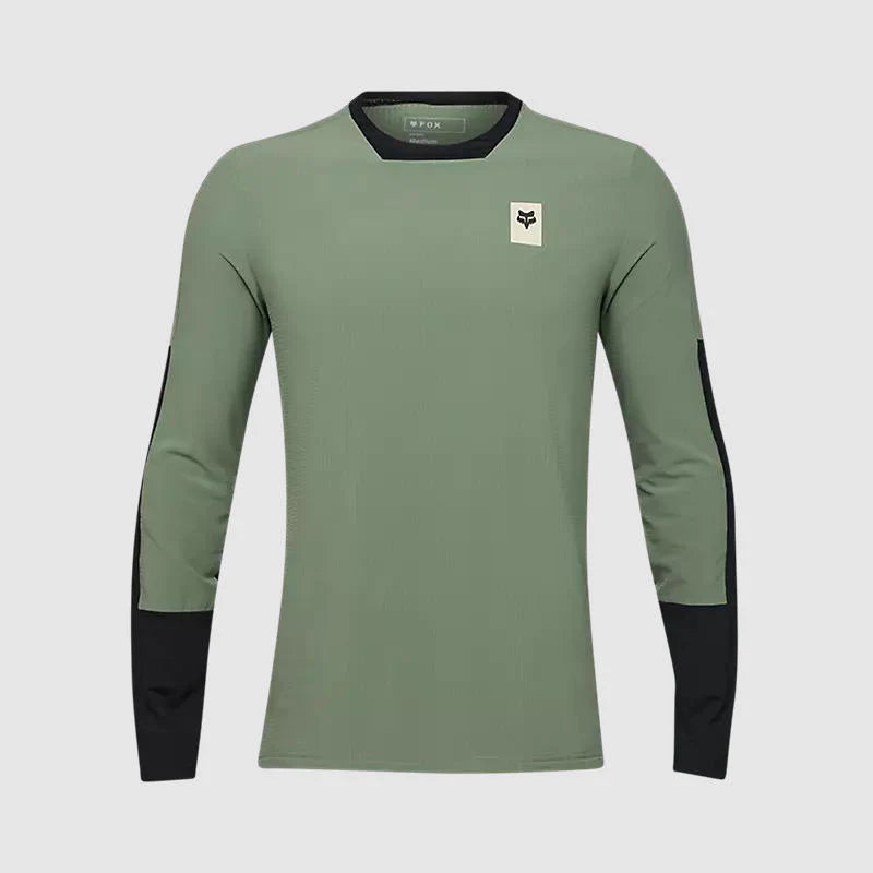 Polera Bicicleta Fox Defend Thermal Manga Larga Verde
