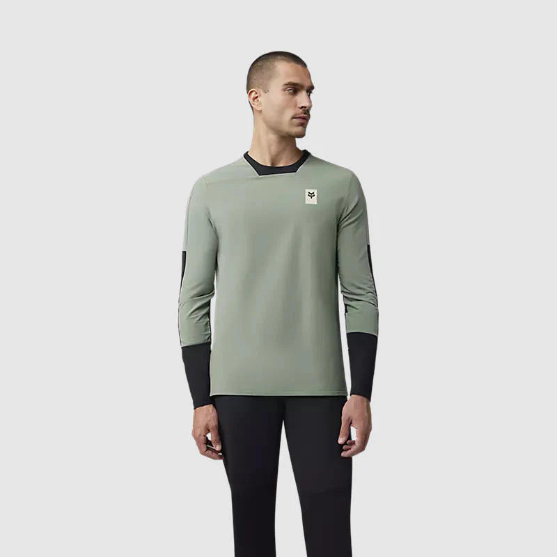 Polera Bicicleta Fox Defend Thermal Manga Larga Verde