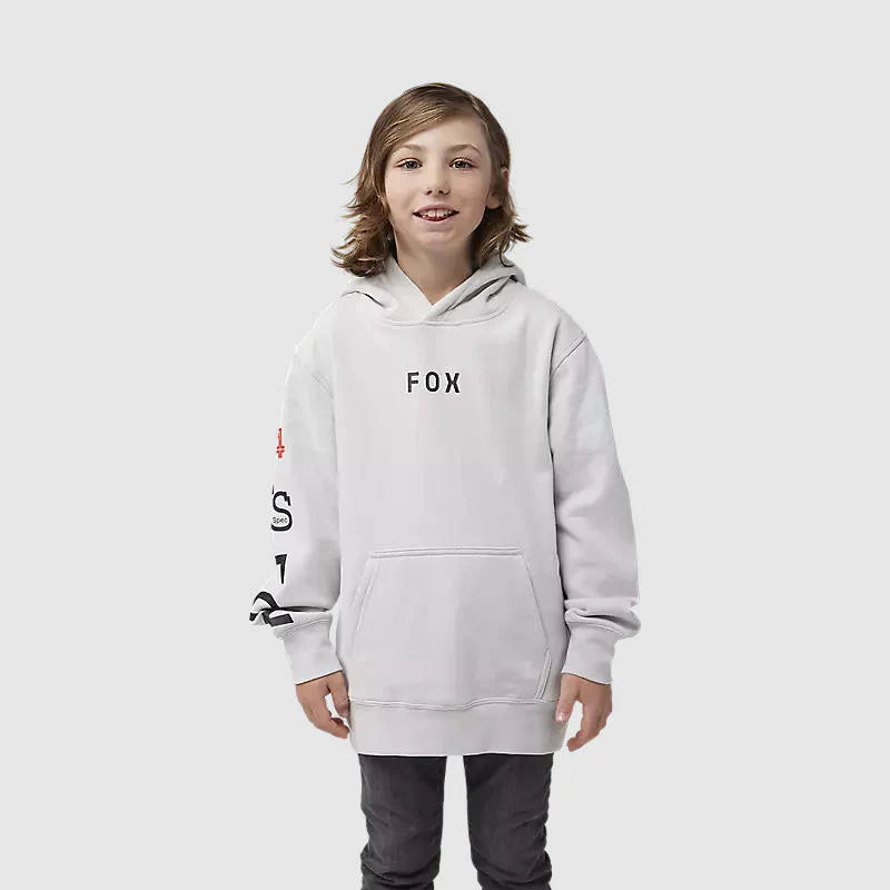 Poleron Lifestyle Niño Fox Canguro Race Spec Gris Claro