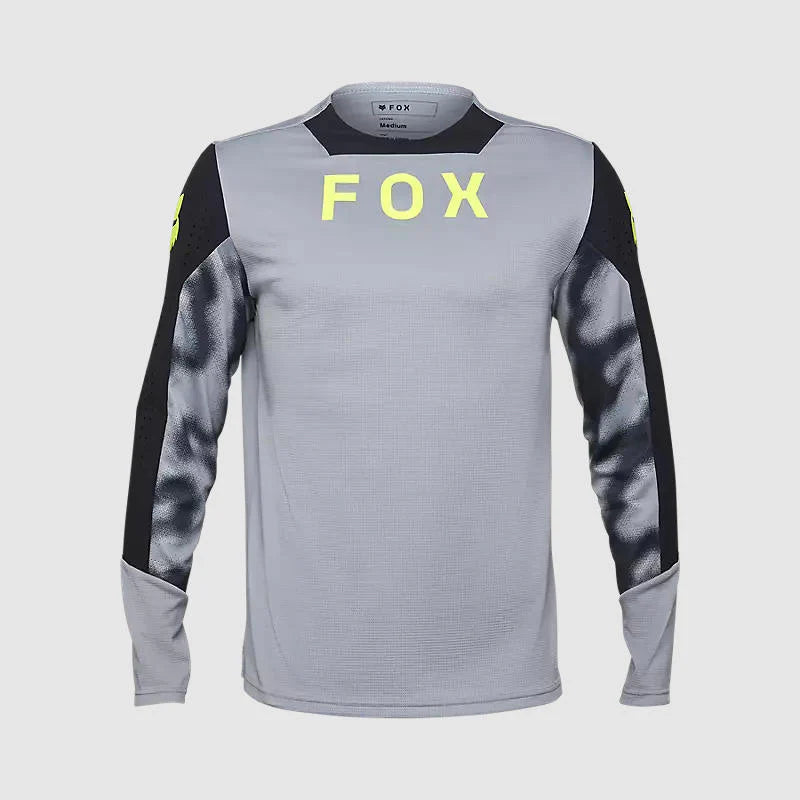 Polera Bicicleta Fox Defend Taunt Manga Larga Gris
