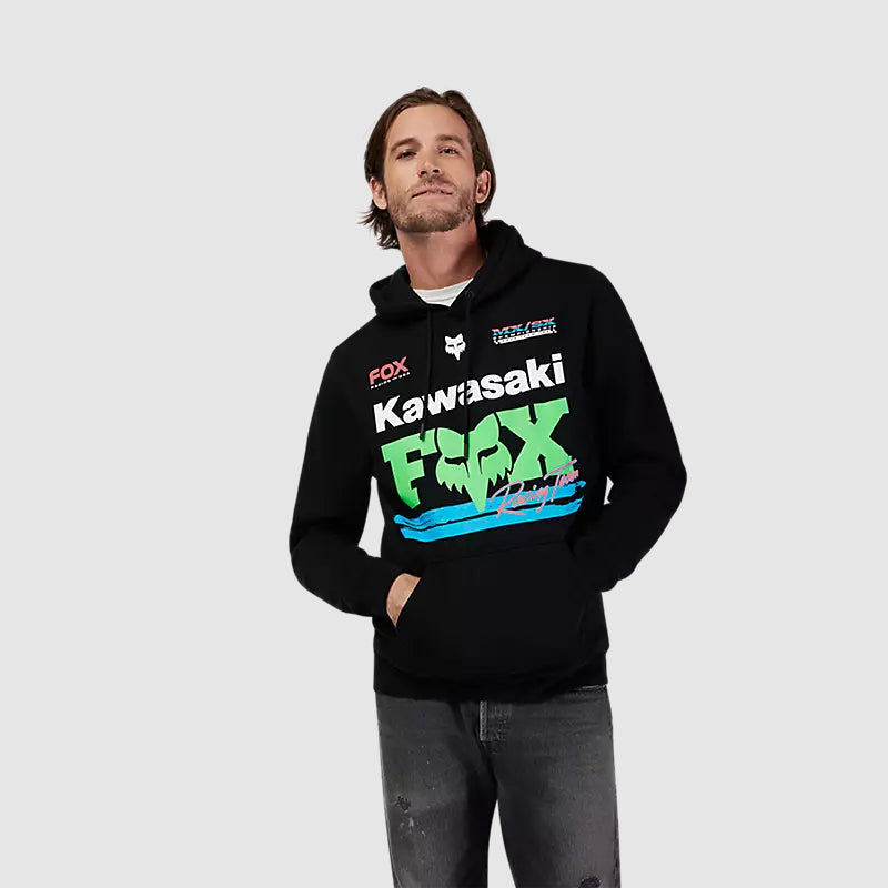Poleron Lifestyle con Capucha Kawasaki Negro Fox