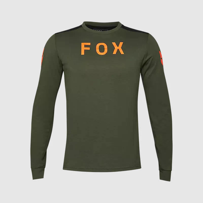 Polera Bicicleta Fox Ranger Aviation drirelease® Manga Larga Verde