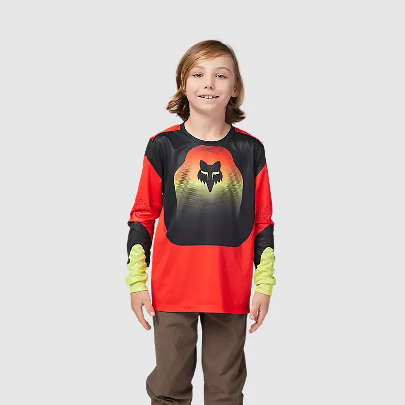 Polera Bicicleta Niño Fox Ranger Revise Manga Larga Rojo/Amarillo