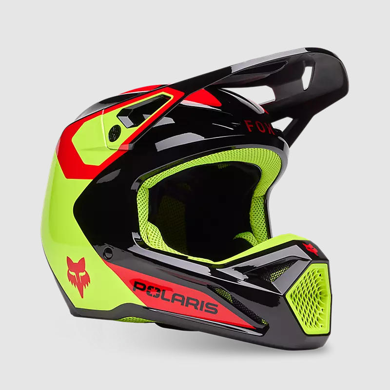 Casco Moto V1 Polaris Negro/Amarillo Fox