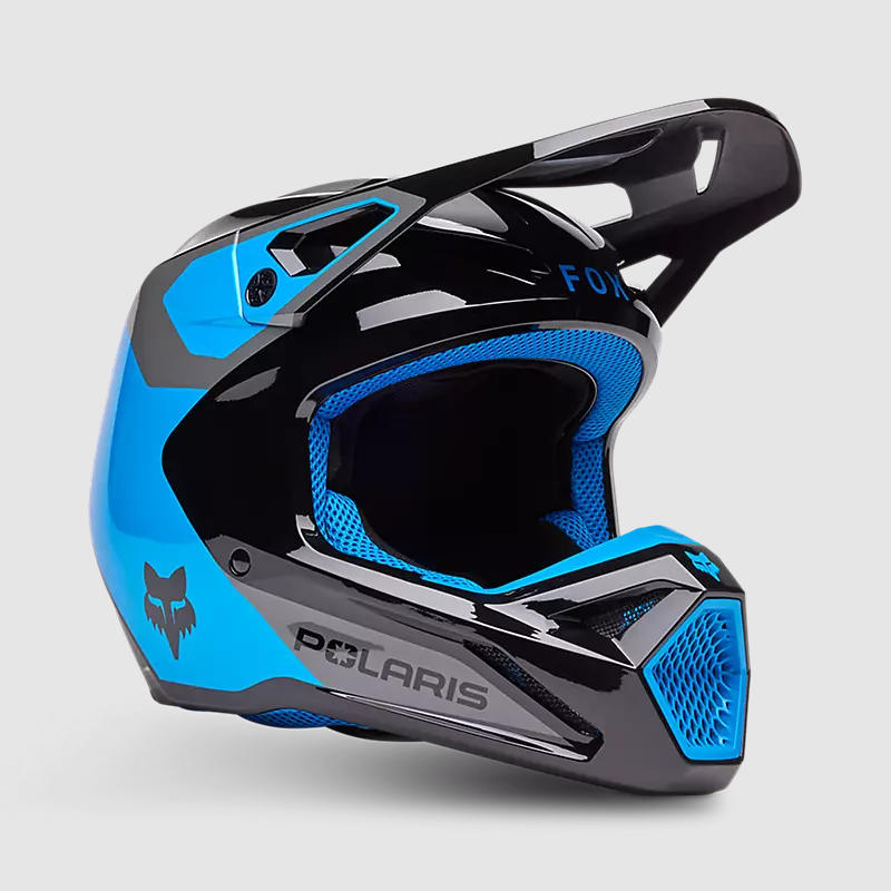 Casco Moto V1 Polaris Negro/Azul Fox