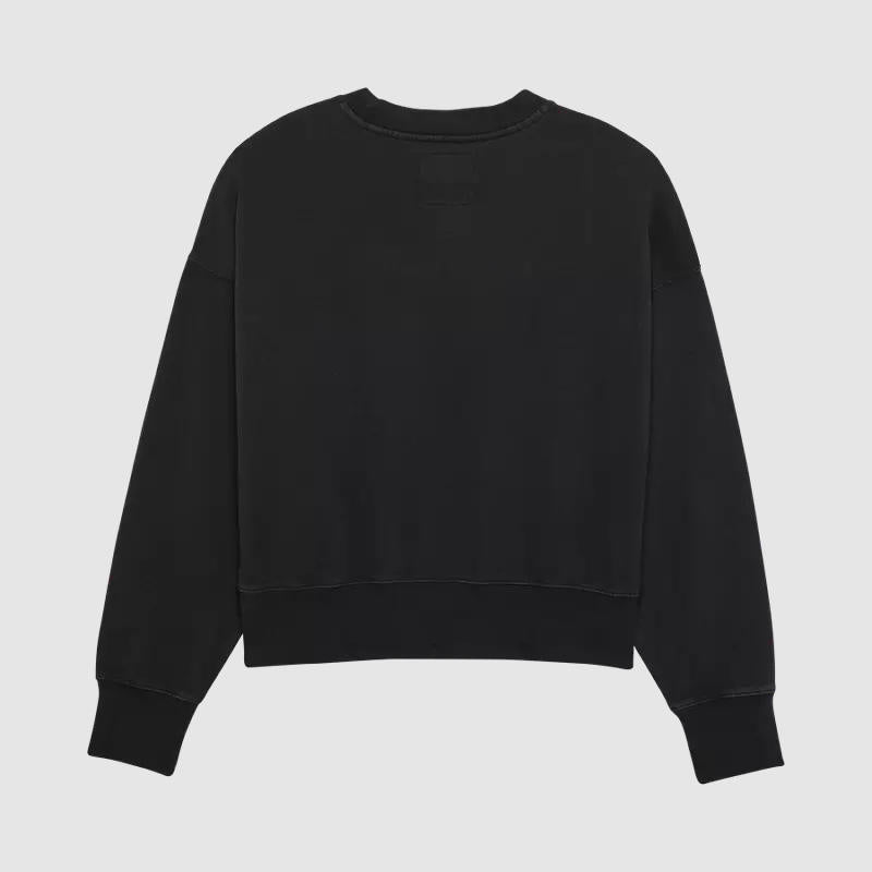Poleron Lifestyle Mujer Wordmark Crew Oversize Negro Fox