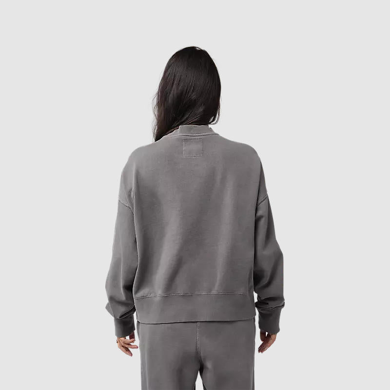 Poleron Lifestyle Mujer Wordmark Crew Oversize Gris Fox
