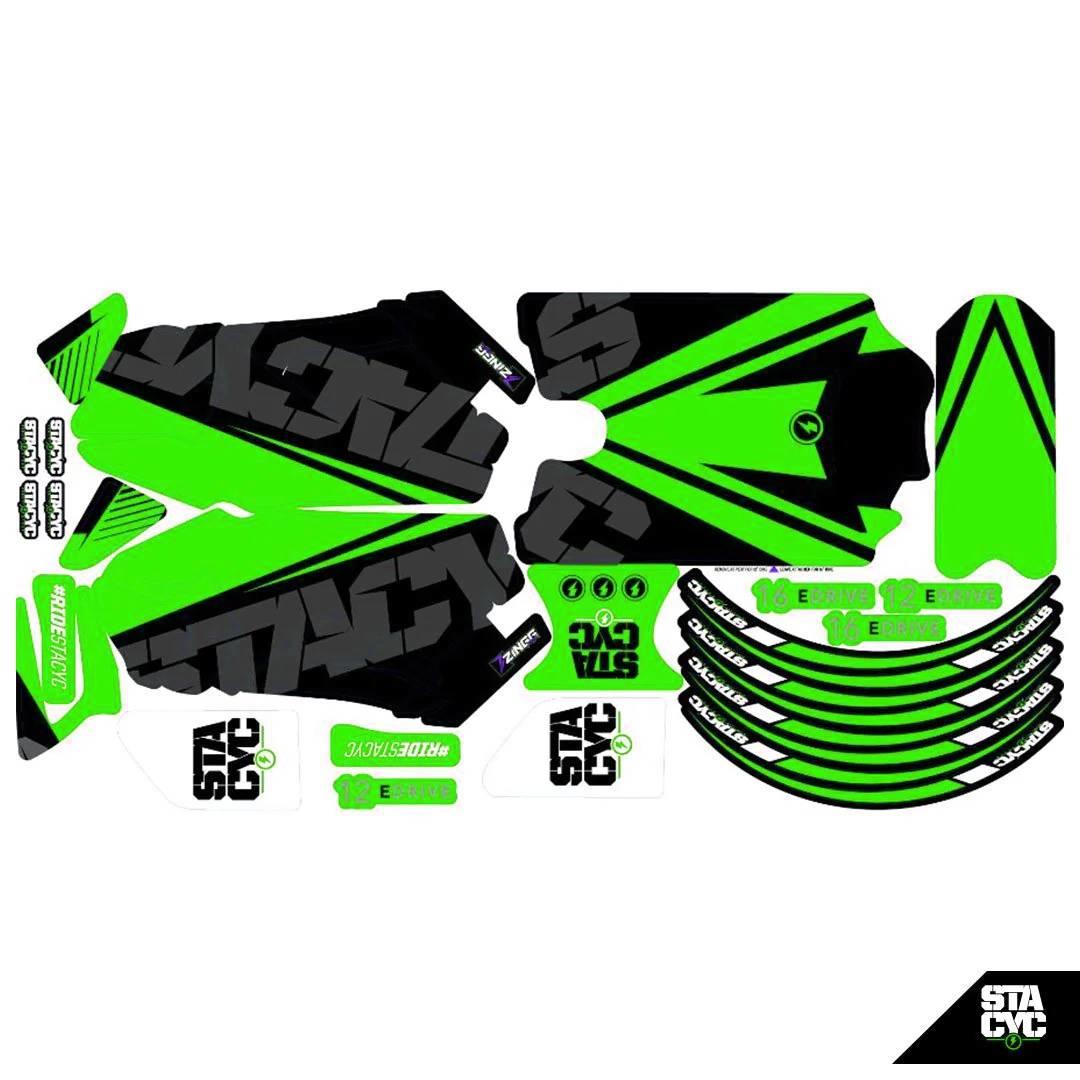 Grafica Moto Electrica Aro 16 Verde 2.0 Stacyc