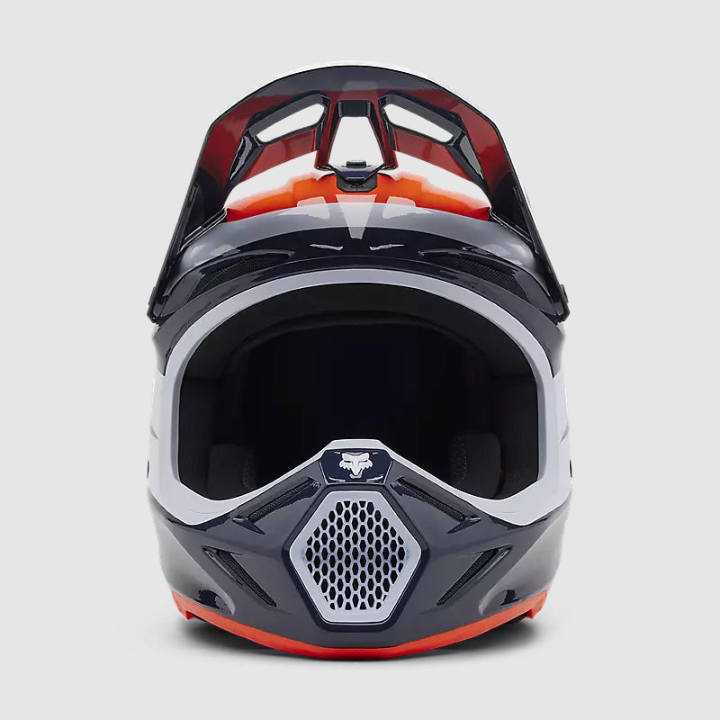 Casco Moto V3 Divider Azul/Blanco Fox