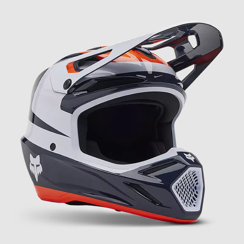 Casco Moto V3 Divider Azul/Blanco Fox