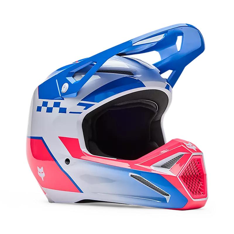 Casco Moto V1 Collect Azul/Blanco Fox