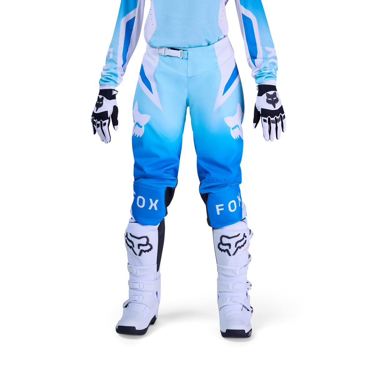 Pantalon Moto Mujer 180 Shield Blanco/Azul Marino Fox