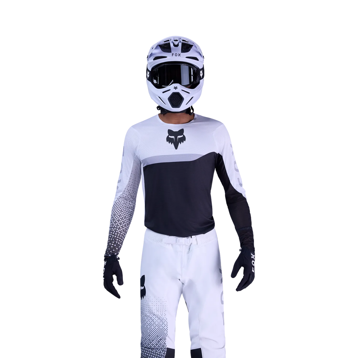 Polera Moto Flexair Fracture Blanco/Negro Fox