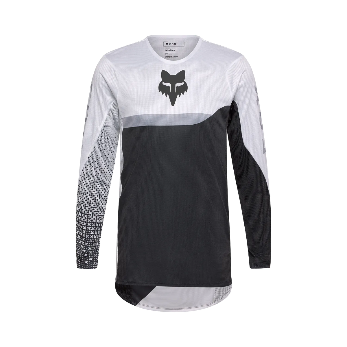 Polera Moto Flexair Fracture Blanco/Negro Fox