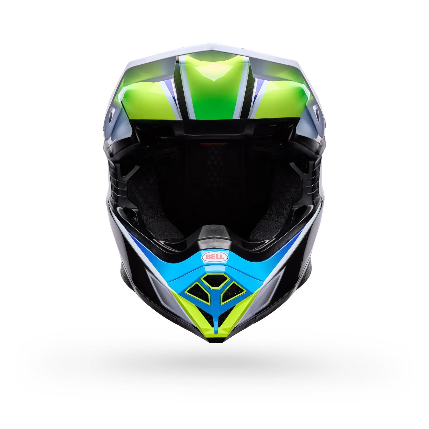 Casco Moto Moto-10 Spherical Grid Blanco/Azul Bell