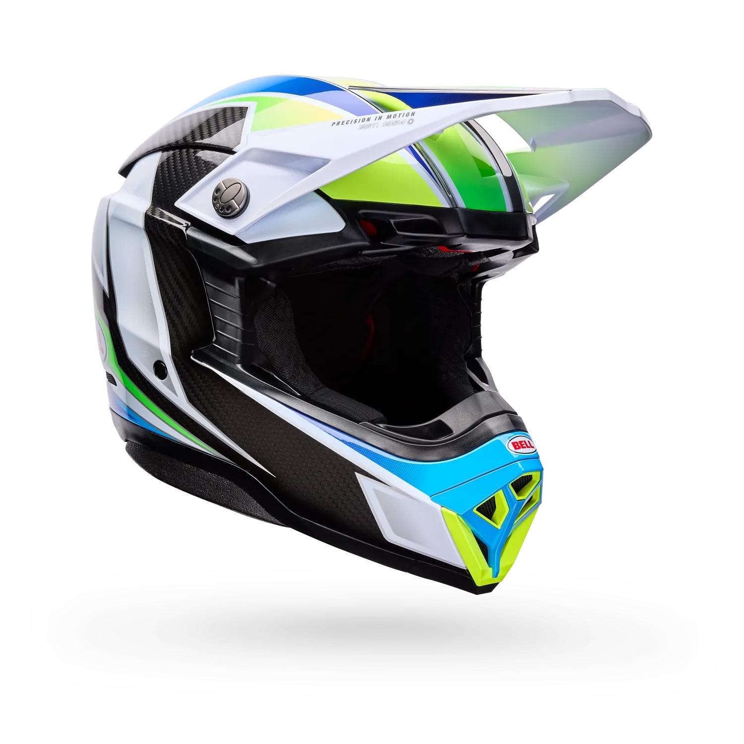 Casco Moto Moto-10 Spherical Grid Blanco/Azul Bell