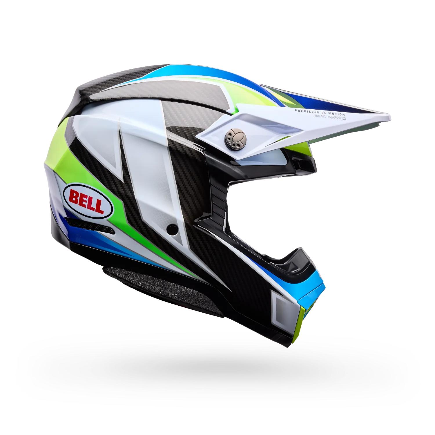 Casco Moto Moto-10 Spherical Grid Blanco/Azul Bell